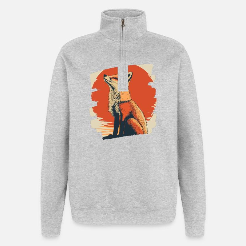 Fuchs - Quarter-Zip-Sweatshirt - Grau meliert