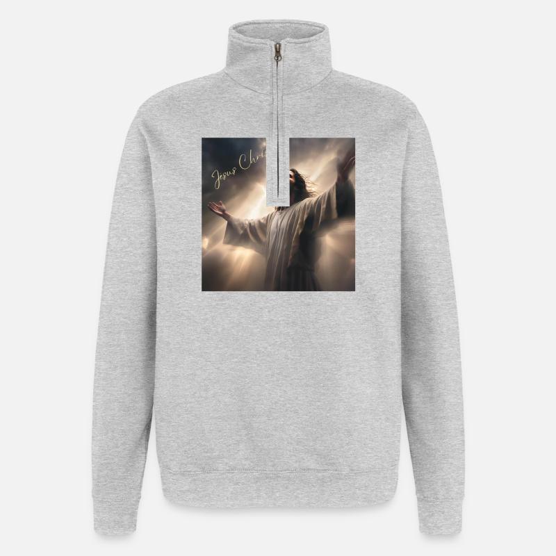 Jesus Christus, katholisch, religiös - Quarter-Zip-Sweatshirt - Grau meliert