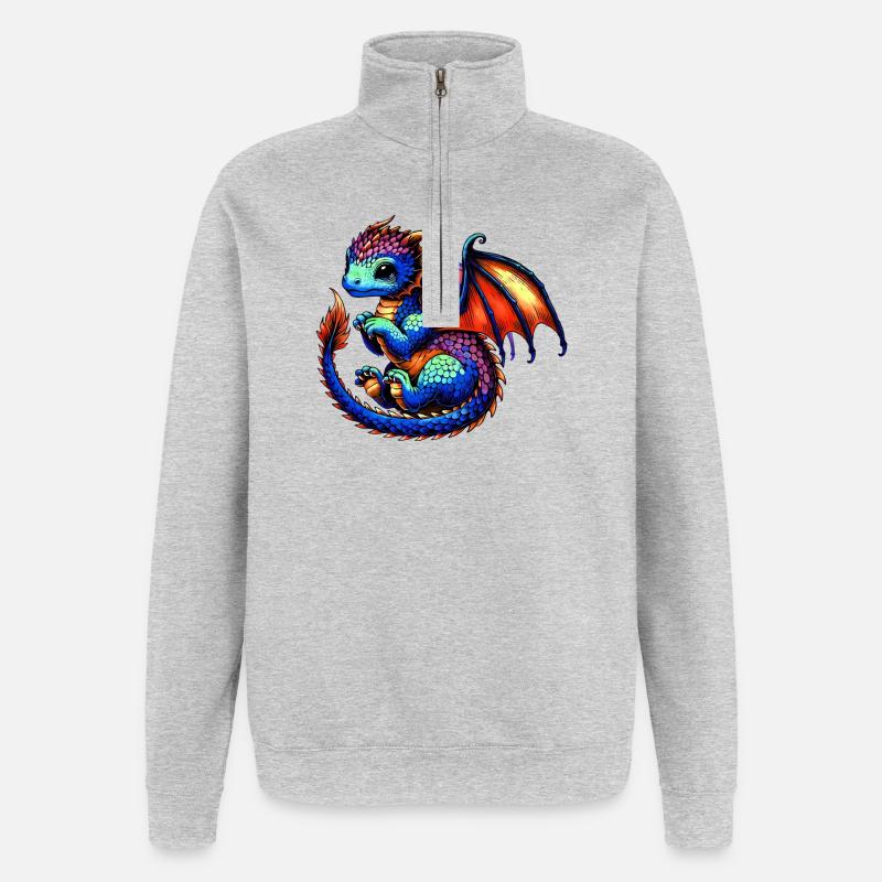 Dragon - Sweat à zip 1/4 - gris chiné