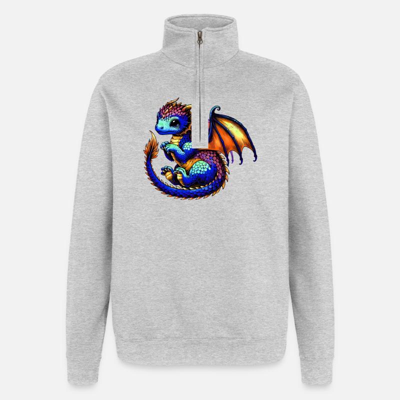 Dragon - Sweat à zip 1/4 - gris chiné