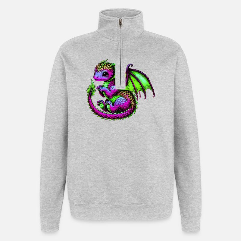 Dragon - Sweat à zip 1/4 - gris chiné