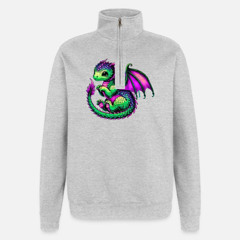 Dragon - Sweat à zip 1/4 - gris chiné