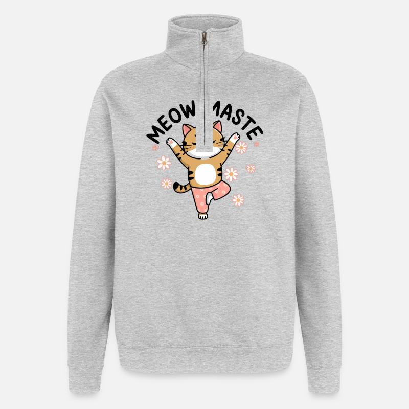 Chat dansant : ambiance joyeuse - Sweat à zip 1/4 - gris chiné