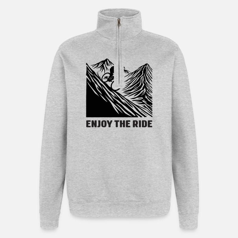 VTT - Profitez de la balade - Sweat à zip 1/4 - gris chiné