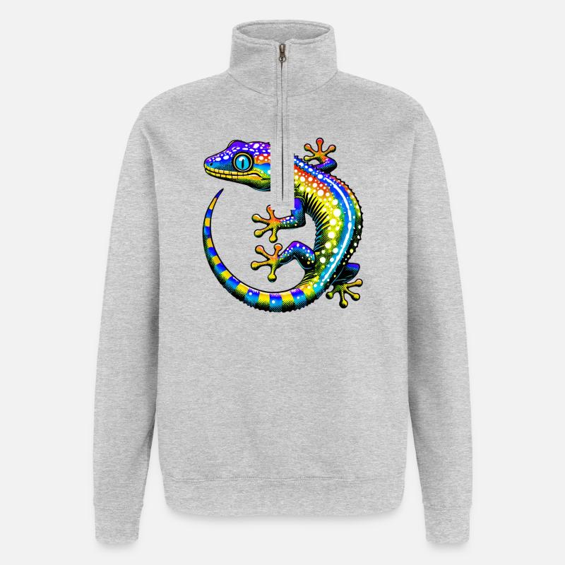Gecko - Sweat à zip 1/4 - gris chiné