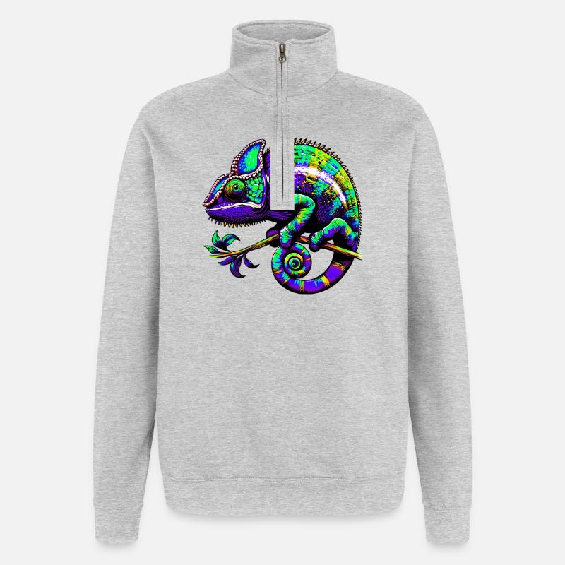 Caméléon - Sweat à zip 1/4 - gris chiné