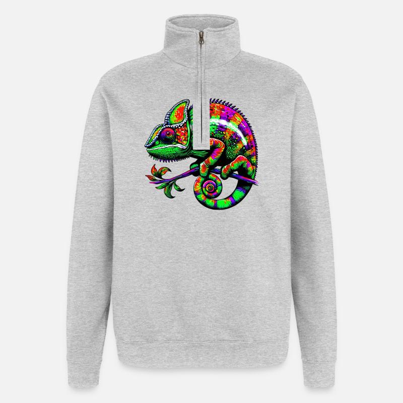 Caméléon - Sweat à zip 1/4 - gris chiné
