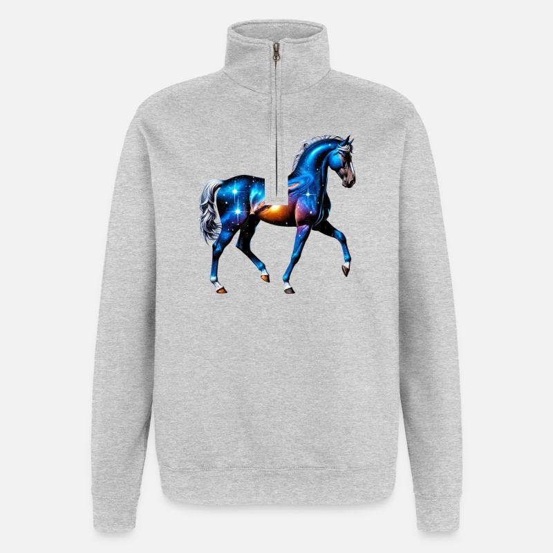 Cheval - Sweat à zip 1/4 - gris chiné