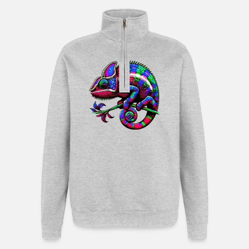 Caméléon - Sweat à zip 1/4 - gris chiné