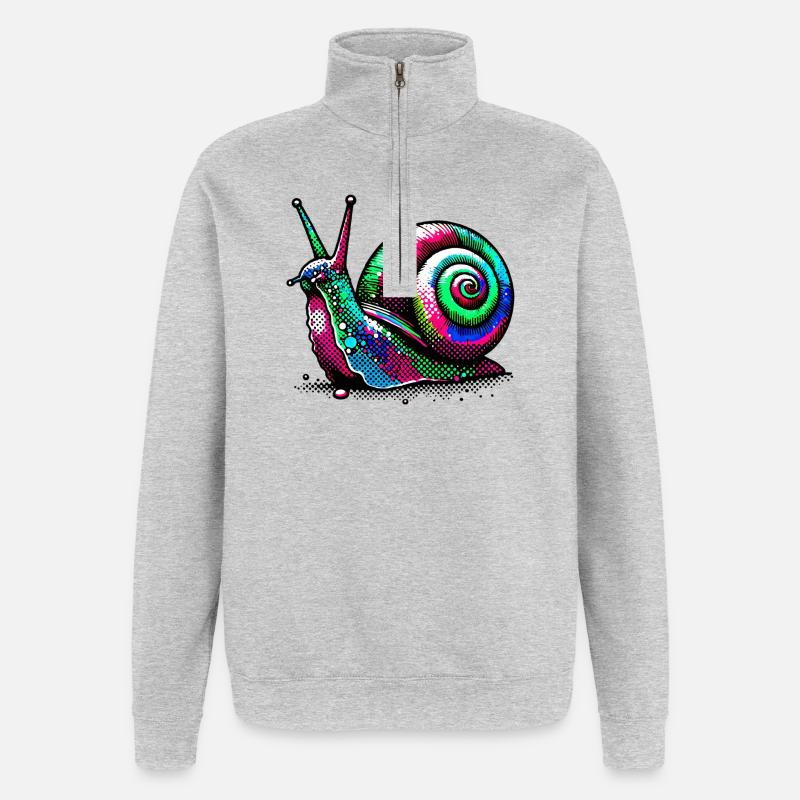 Escargot - Sweat à zip 1/4 - gris chiné