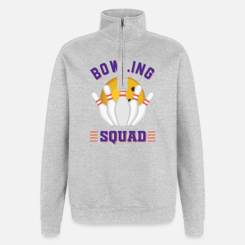 Équipe de bowling - Sweat à zip 1/4 - gris chiné