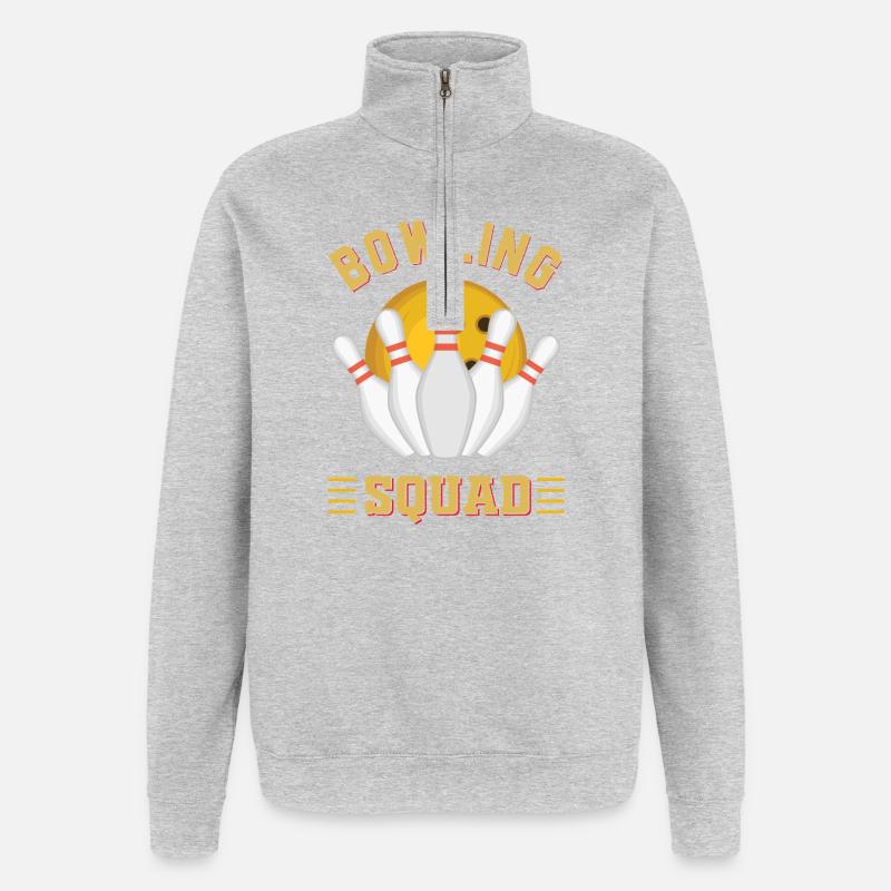 Équipe de bowling - Sweat à zip 1/4 - gris chiné