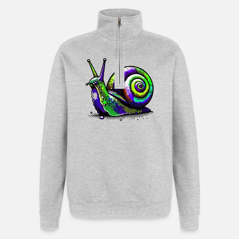 Escargot - Sweat à zip 1/4 - gris chiné