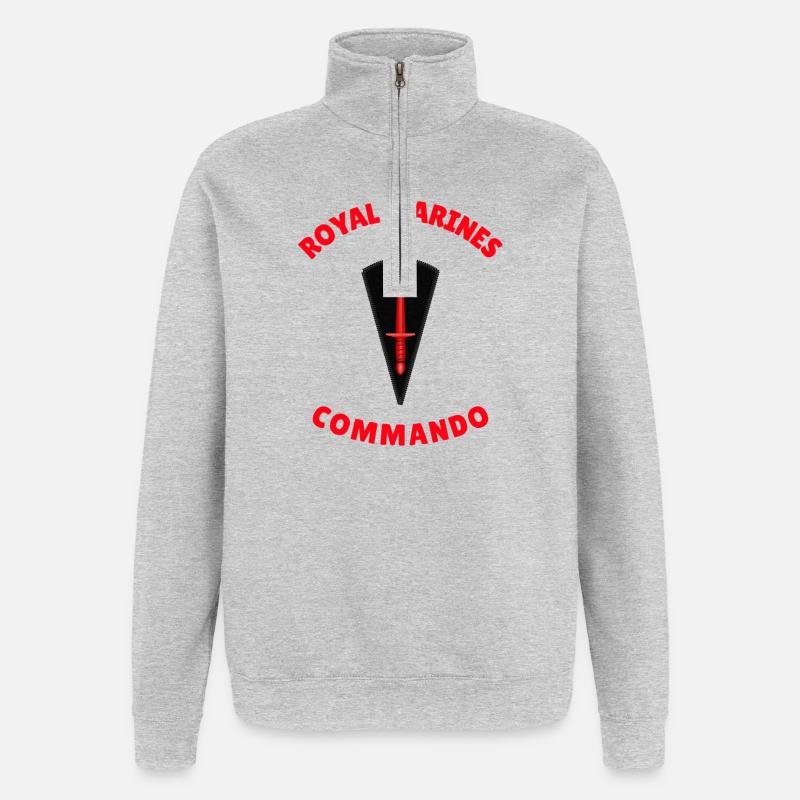 Royal Marines Commando - Sweat à zip 1/4 - gris chiné