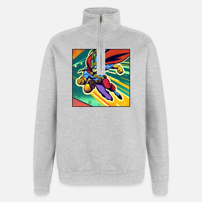 Superheld - Quarter-Zip-Sweatshirt - Grau meliert
