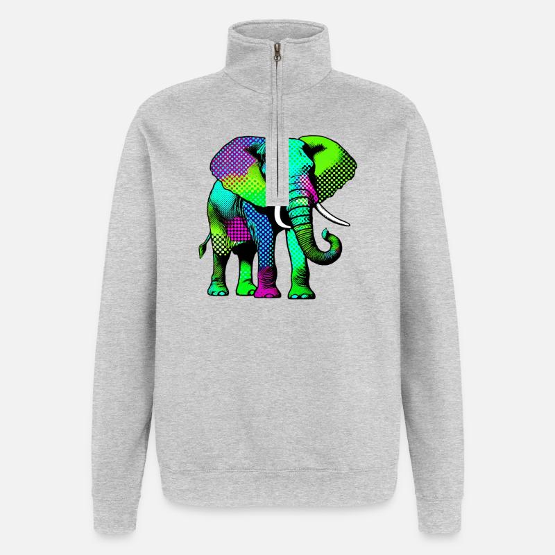 Elefant - Quarter-Zip-Sweatshirt - Grau meliert