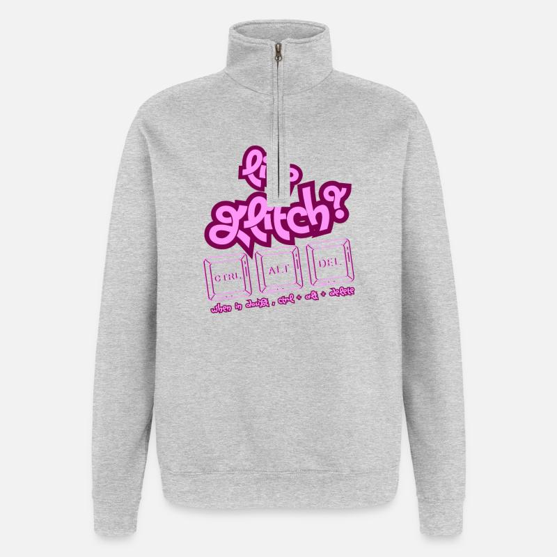 Clavier à bug de vie - Sweat à zip 1/4 - gris chiné