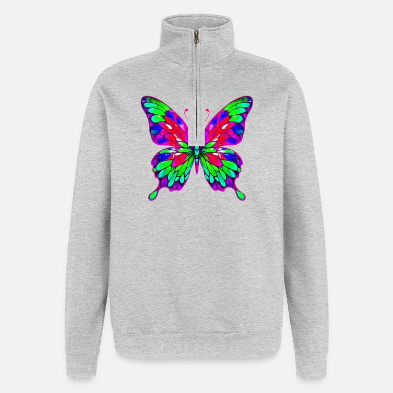 Schmetterling - Quarter-Zip-Sweatshirt - Grau meliert