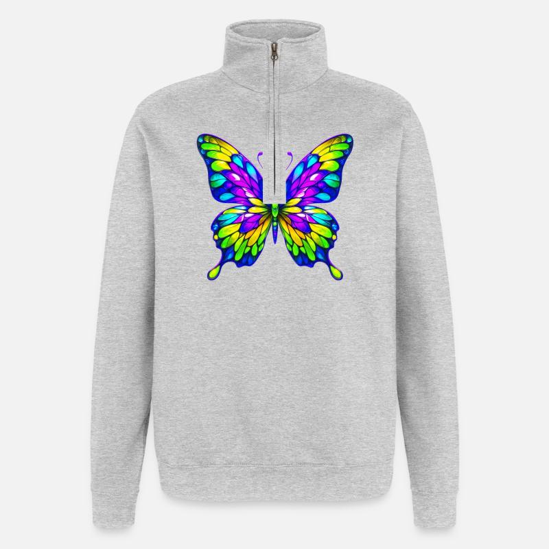 Papillon - Sweat à zip 1/4 - gris chiné