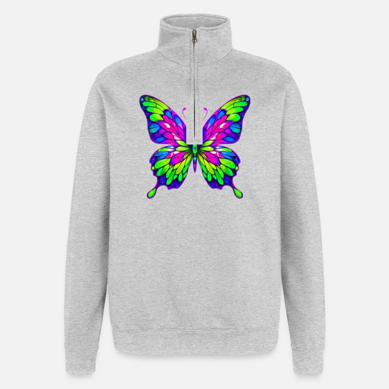 Papillon - Sweat à zip 1/4 - gris chiné