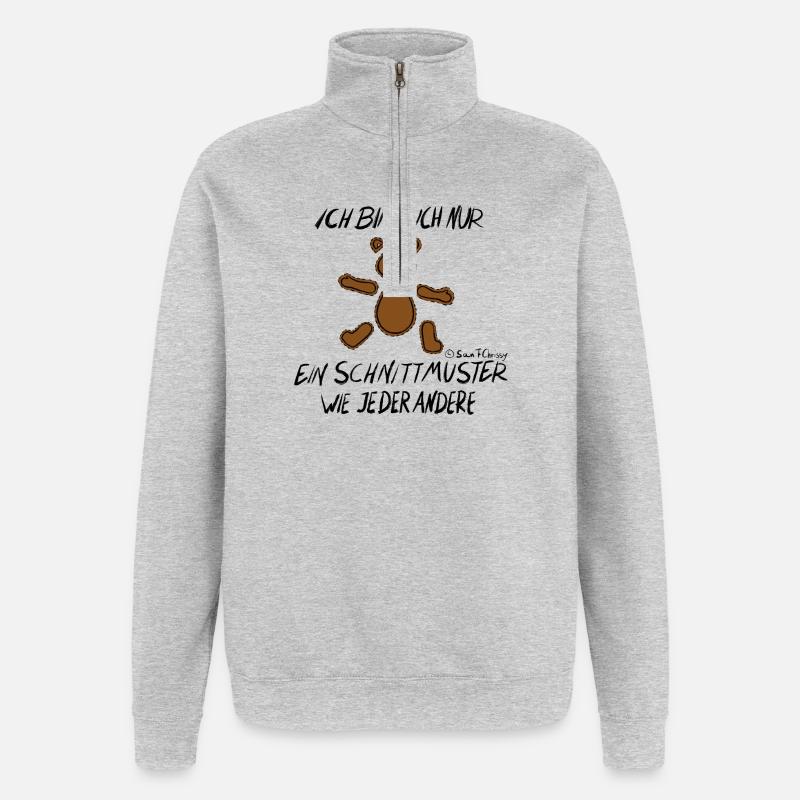 Muster Bärchen - Quarter-Zip-Sweatshirt - Grau meliert