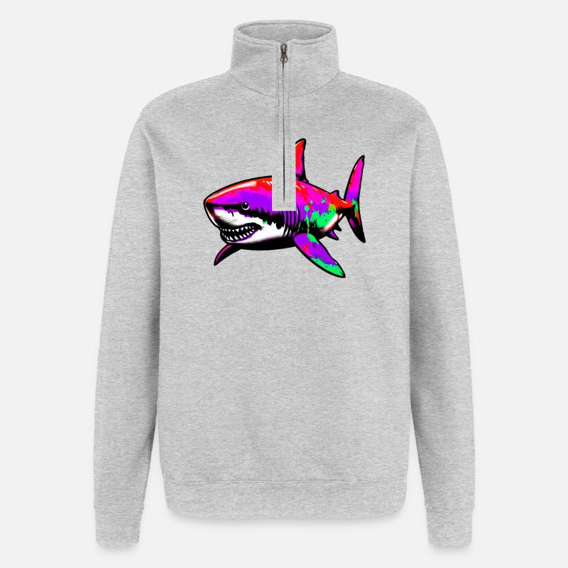 Requin - Sweat à zip 1/4 - gris chiné