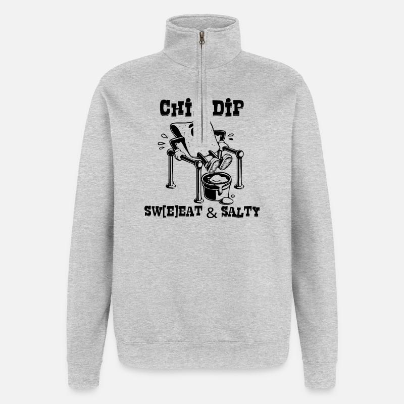 ChipsDip_BW - Quarter-Zip-Sweatshirt - Grau meliert