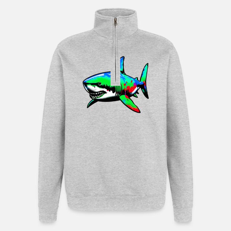 Requin - Sweat à zip 1/4 - gris chiné