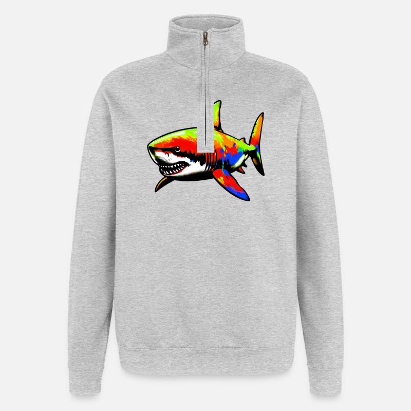 Requin - Sweat à zip 1/4 - gris chiné