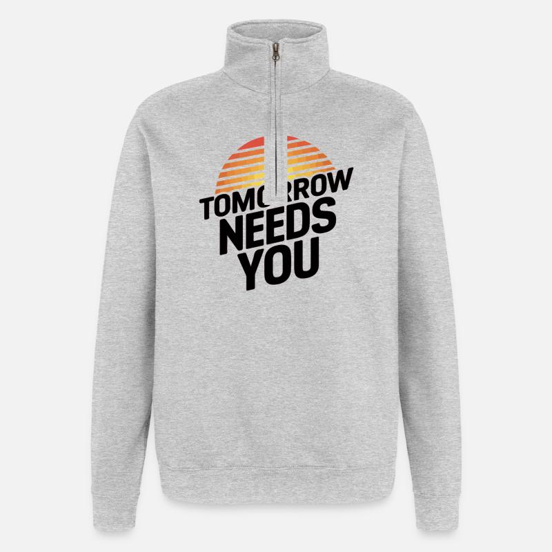 Die Zukunft braucht Sie - Quarter-Zip-Sweatshirt - Grau meliert