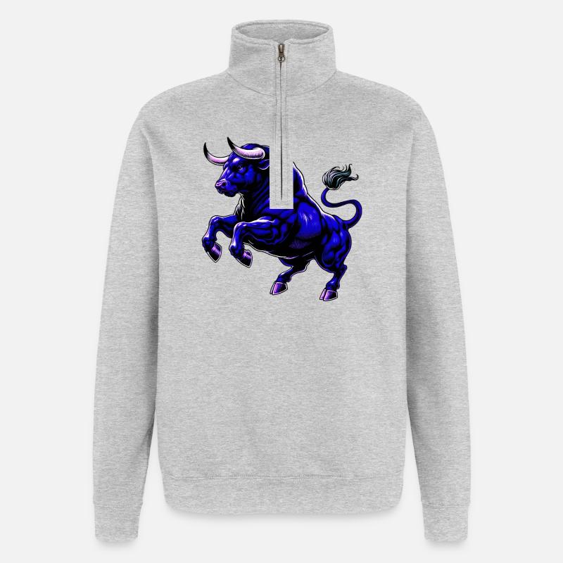 Stier - Quarter-Zip-Sweatshirt - Grau meliert
