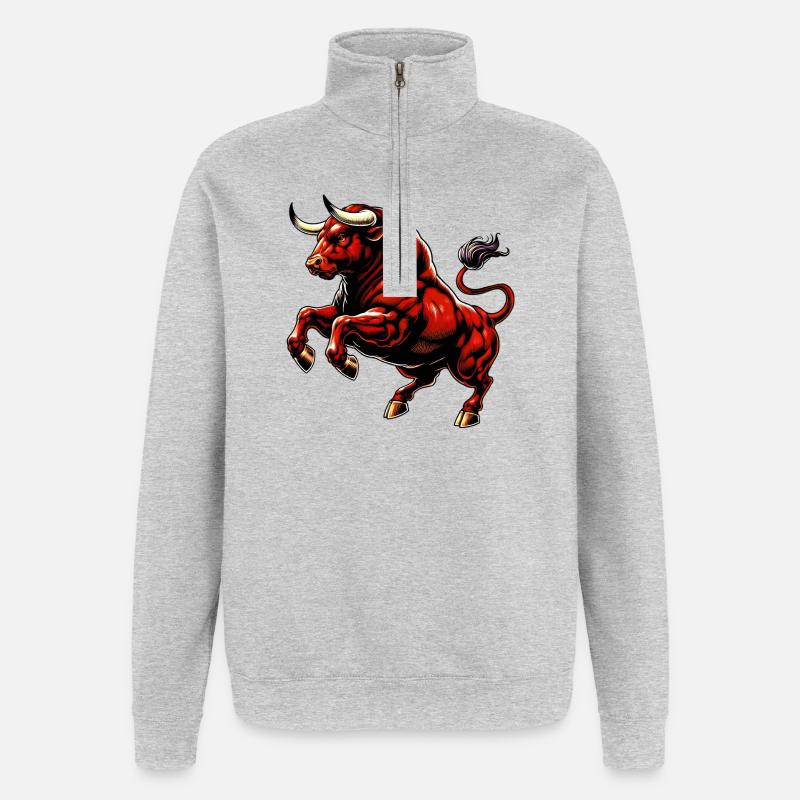 Stier - Quarter-Zip-Sweatshirt - Grau meliert