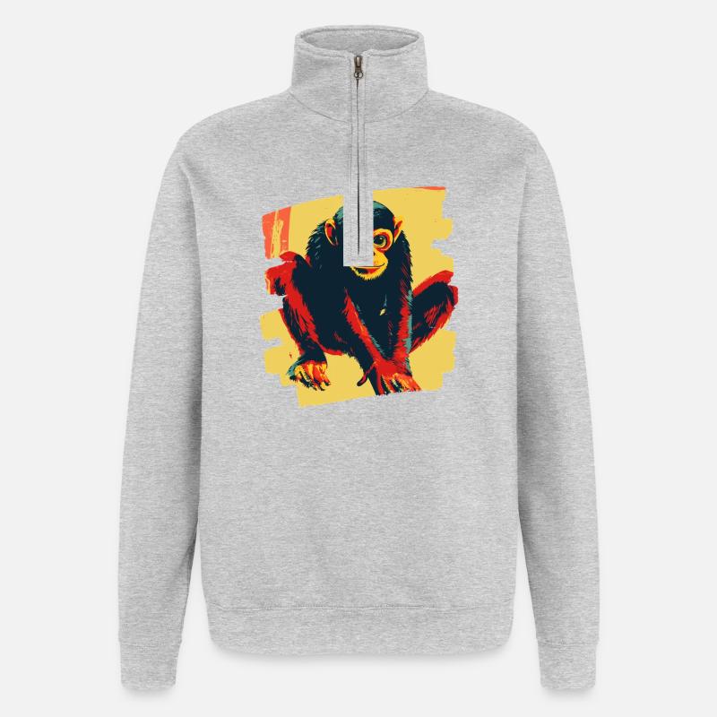 Spider Monkey Retro - Quarter-Zip Sweatshirt - heather grey