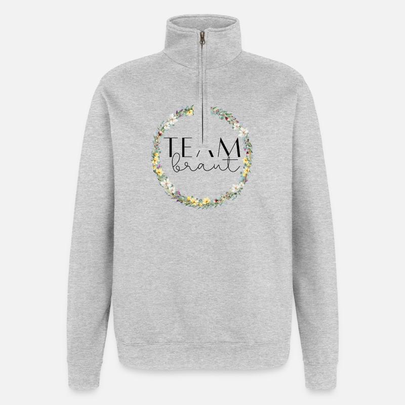 Team Bride ! Flower wreath customizable - Quarter-Zip Sweatshirt - heather grey