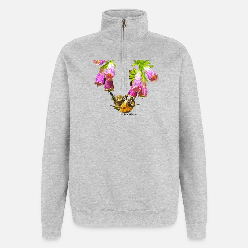 Bienchenmosaik mit Realistik Effekt - Quarter-Zip-Sweatshirt - Grau meliert