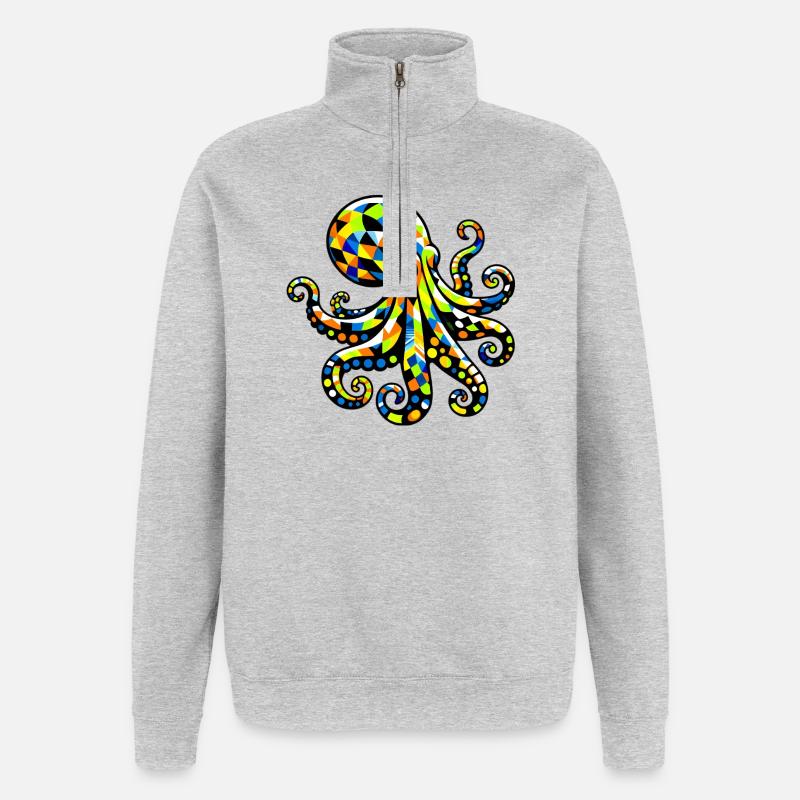Krake - Quarter-Zip-Sweatshirt - Grau meliert