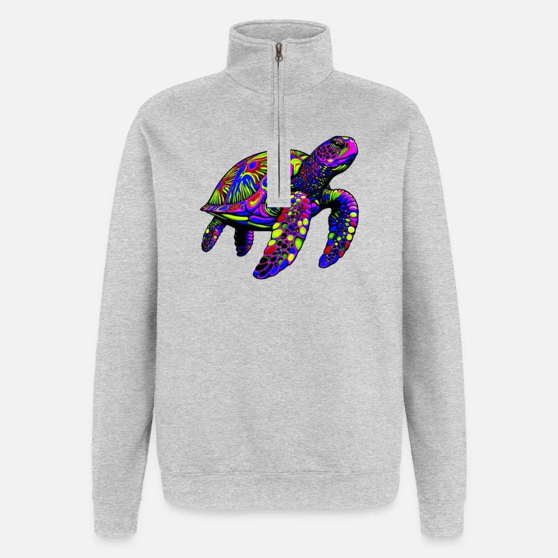 Meeresschildkröte - Quarter-Zip-Sweatshirt - Grau meliert