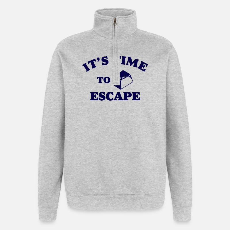 Il est temps de s’évader - Sweat à zip 1/4 - gris chiné