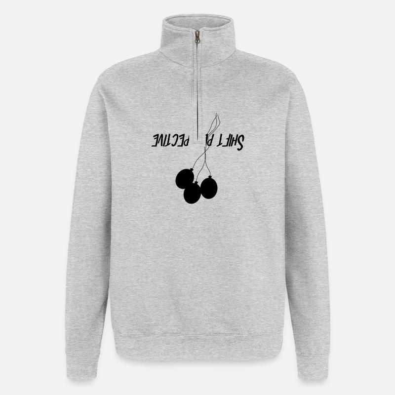 Changer de perspective - Sweat à zip 1/4 - gris chiné