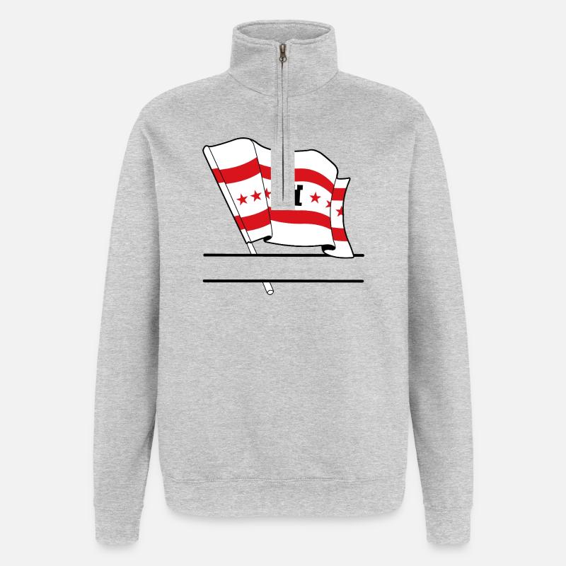 Drapeau Drenthe bannière de texte - Sweat à zip 1/4 - gris chiné