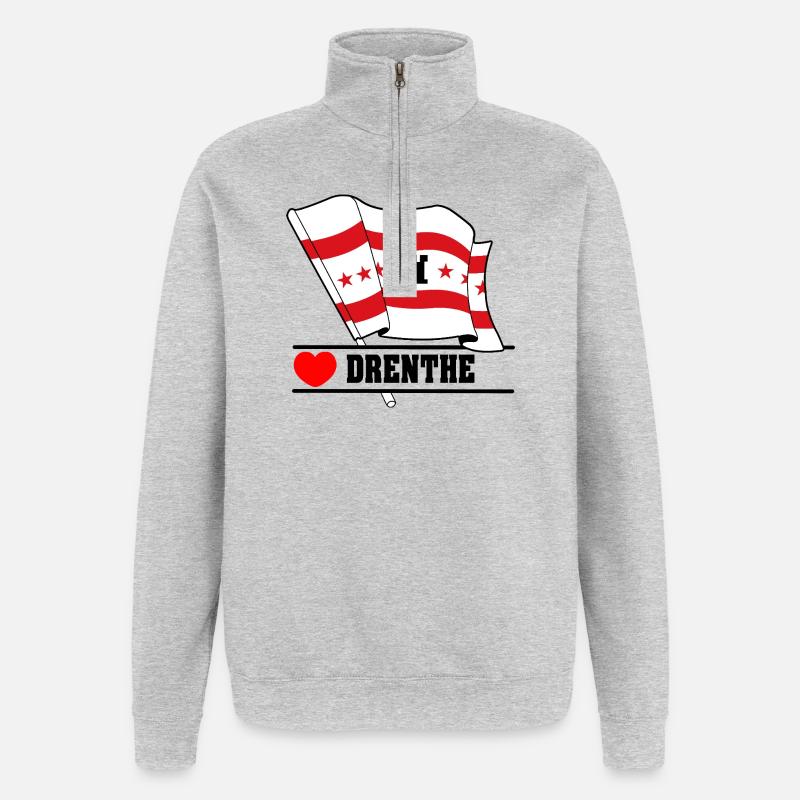 Drapeau Drenthe au cœur de DRENTHE - Sweat à zip 1/4 - gris chiné