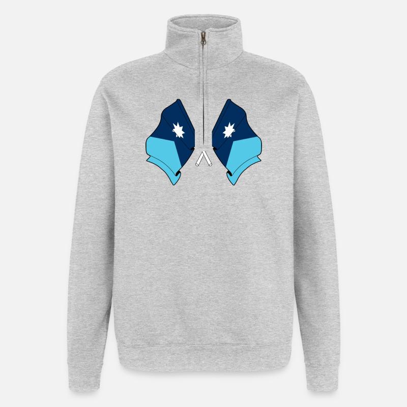 Deux drapeaux traversés Minnesota - Sweat à zip 1/4 - gris chiné