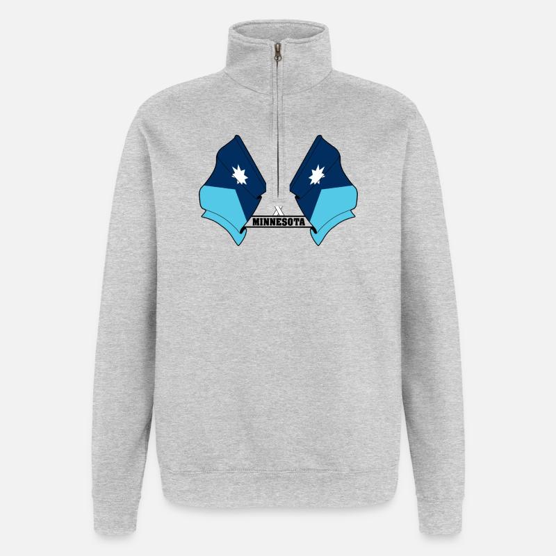 Deux drapeaux texte MINNESOTA - Sweat à zip 1/4 - gris chiné