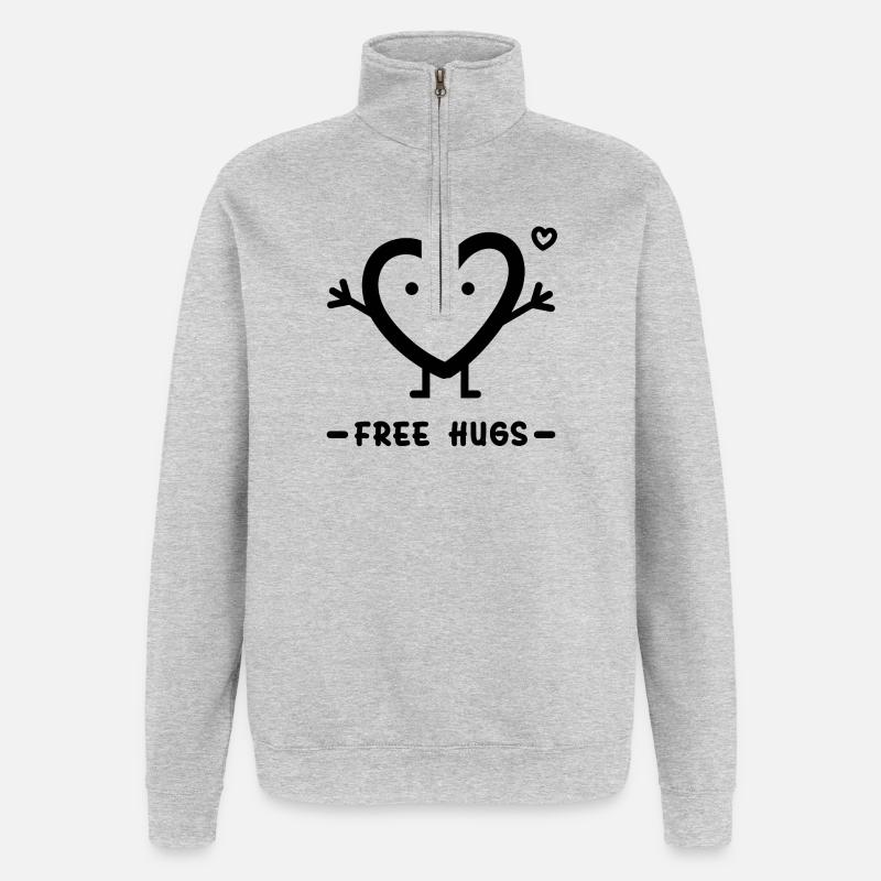 Câlins gratuits pour la Saint-Valentin - Sweat à zip 1/4 - gris chiné