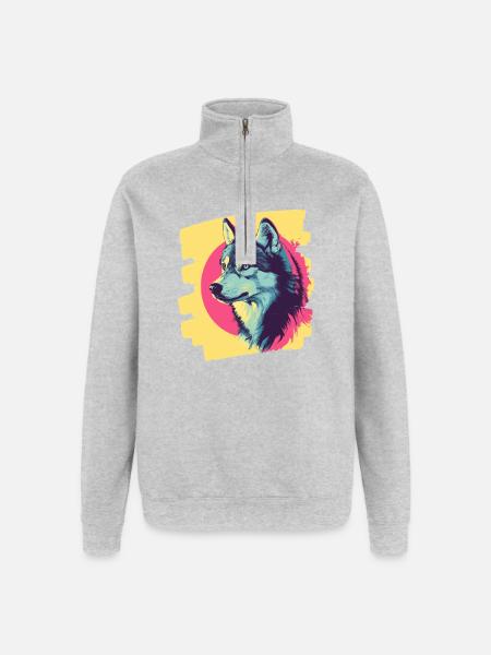 Rauque - Sweat à zip 1/4 - gris chiné