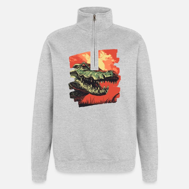 Krokodil - Quarter-Zip-Sweatshirt - Grau meliert
