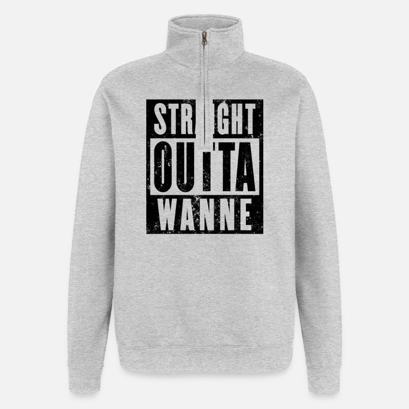 Wanne, Ruhrgebiet, Ruhrpott, Wanne-Eickel - Quarter-Zip-Sweatshirt - Grau meliert