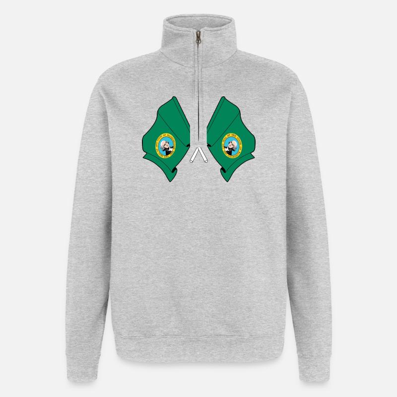 Zwei Flaggen durchquerten Washington - Quarter-Zip-Sweatshirt - Grau meliert