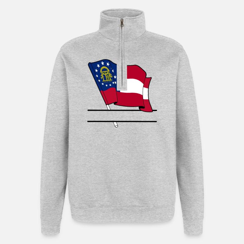 Flagge Georgien Textbanner - Quarter-Zip-Sweatshirt - Grau meliert