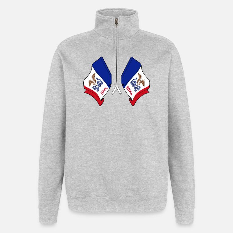 Zwei Flaggen durchquerten Iowa - Quarter-Zip-Sweatshirt - Grau meliert